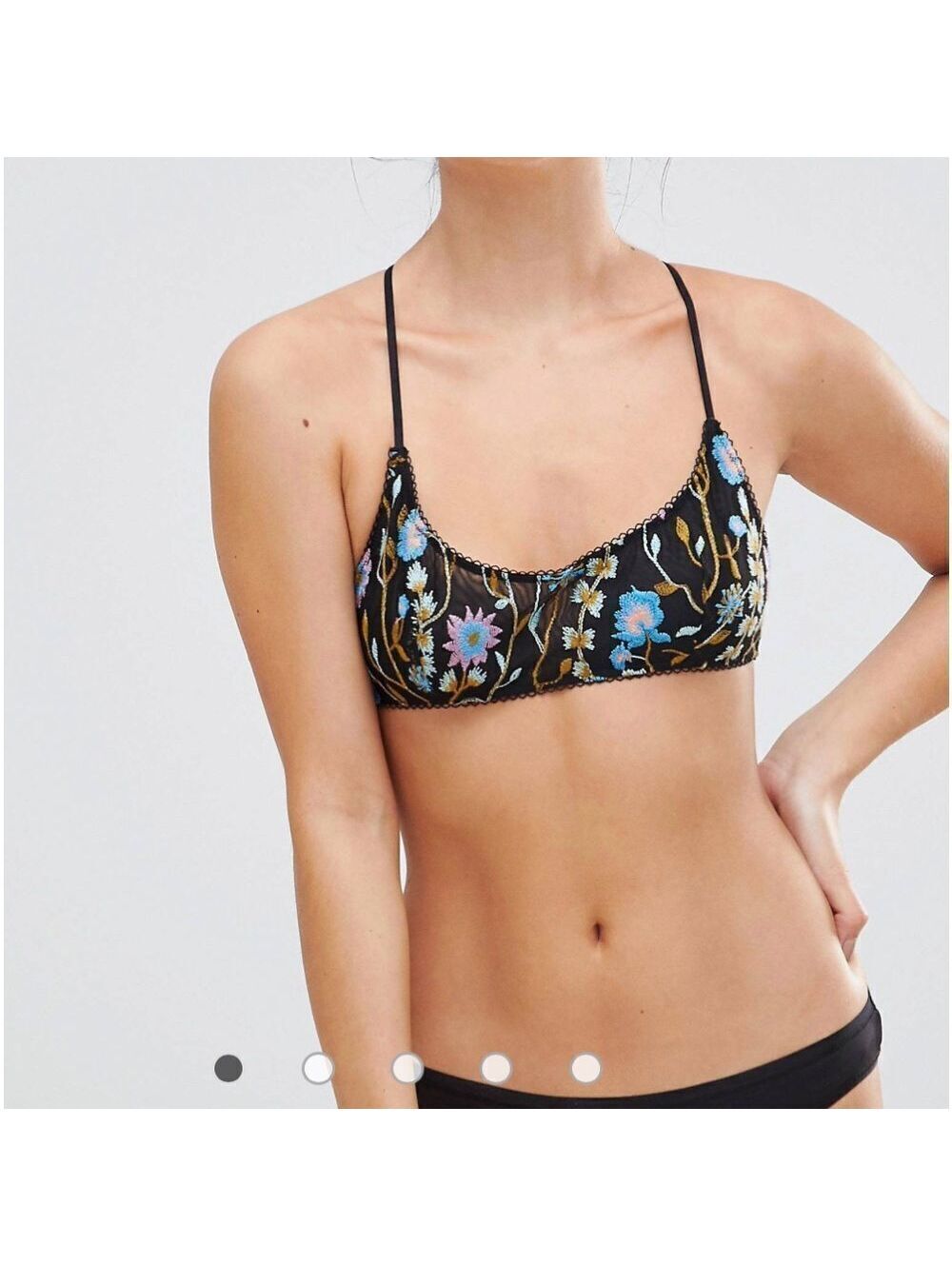 NEW Free people Intimately So Into You Bray Black Lace Floral Embroidered Bra XS